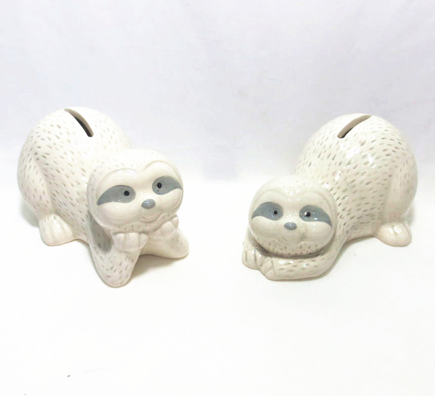 Ceramic cute cartoon sloth design money saving box for kids