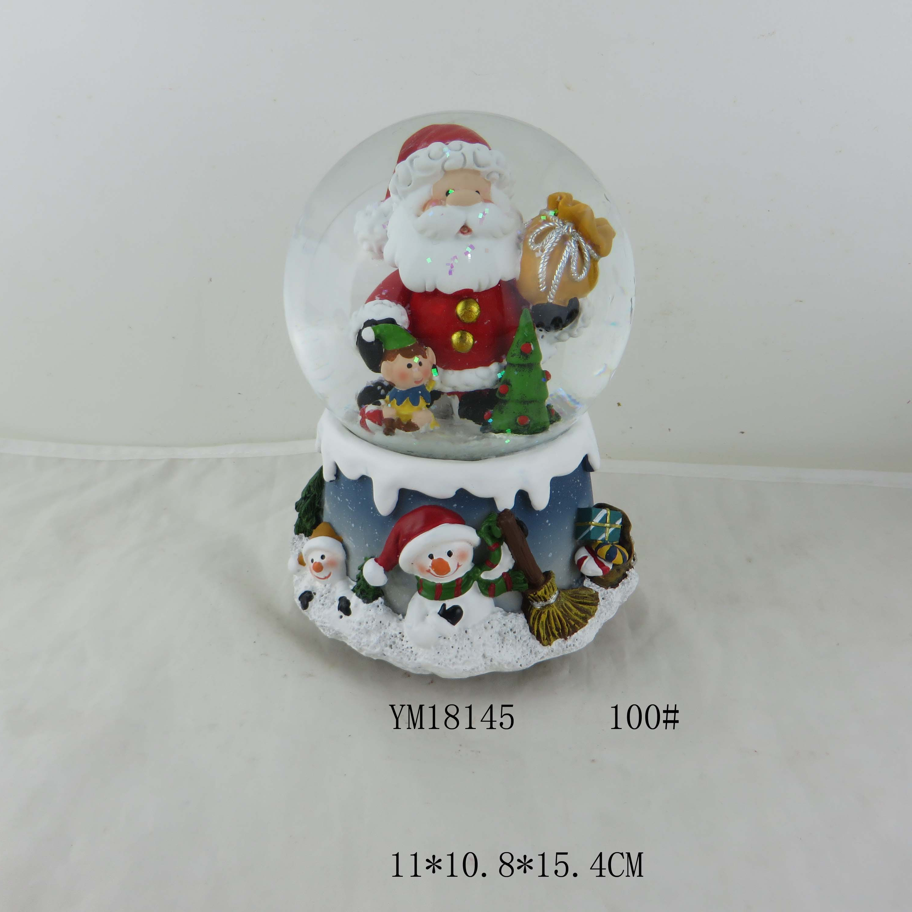 Musical Christmas Santa and Snowman Holiday Snow Globe