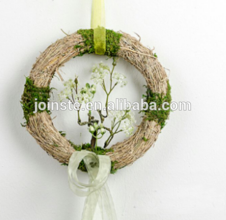 Natural straw door wreath for easter decor