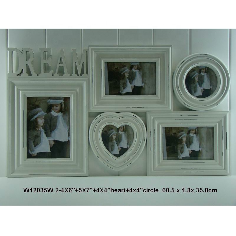 Customized colorful painted wood photo frame with support stand and hanging hook
