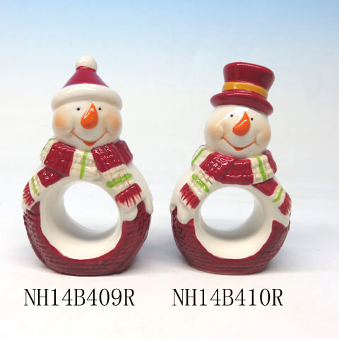 Christmas Snowman Ceramic Napkin Ring, Custom accept