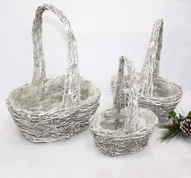 Oval single handle rattan vine flower baskets wholesale