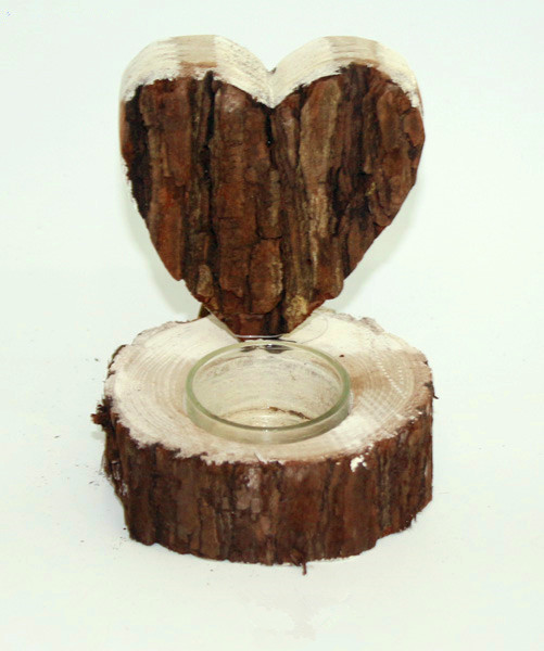 Wood heart tealight holders