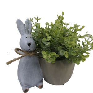 New design rabbit mini potted artificial bonsai plants for office party decoration OEM and ODM 16*15*18cm