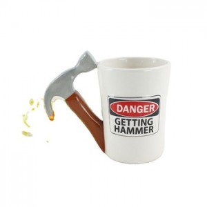 Custom Ceramic White Creative Mug with Hammer Handle