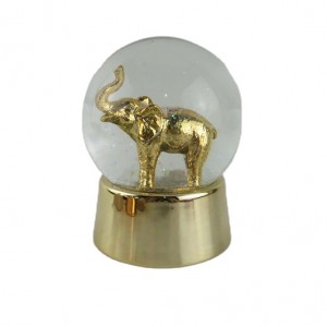 Hot sale lovely decoration gold modern fashion elephant snow globe; cute elephant water globe electroplate