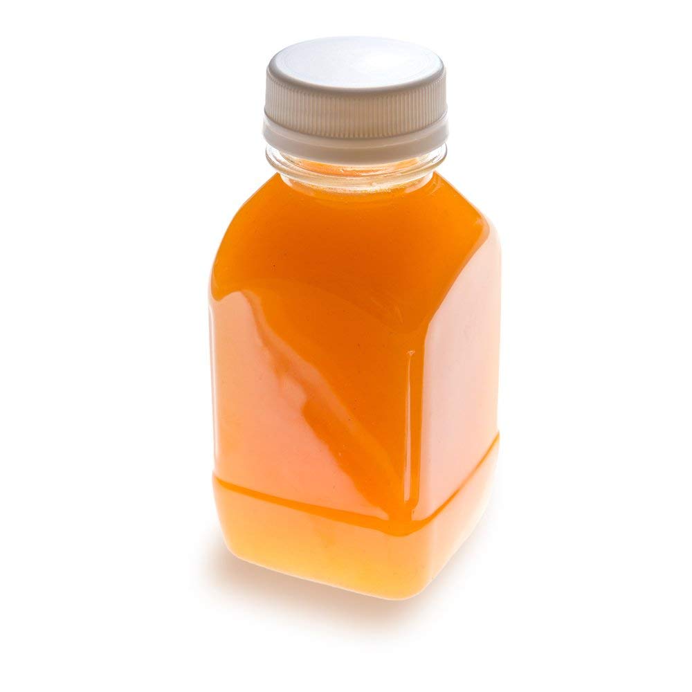 8-OZ Square Plastic Juice Bottles – Cold Pressed Clear Food Grade PET Bottles with Tamper Evident Safety Cap